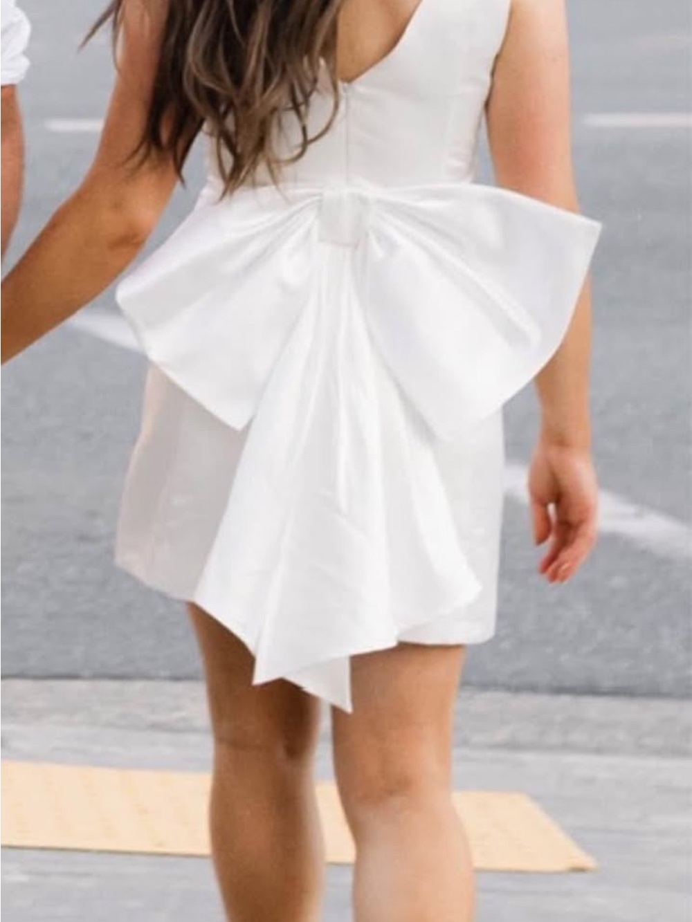 White wedding reception Dress with bow